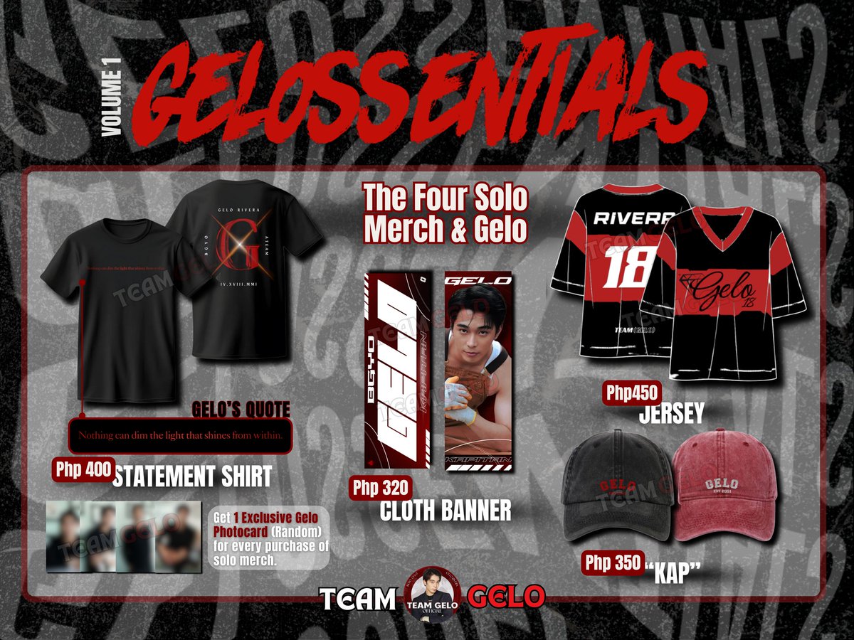 TeamGELOfficial's tweet image. Presenting The Four Solo Merch &amp;amp; Gelo! 

A perfect merch to wear and bring for his upcoming project 🎬👀

#GELOSSENTIALS