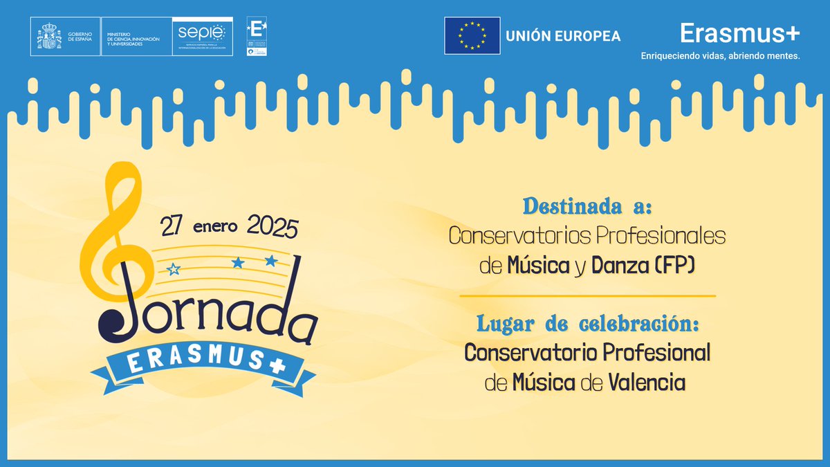 Por primera vez, la Agencia Nacional SEPIE organiza una jornada Erasmus+ a nivel nacional para Conservatorios Profesionales de Música y Danza, en el sector de la Formación Profesional.