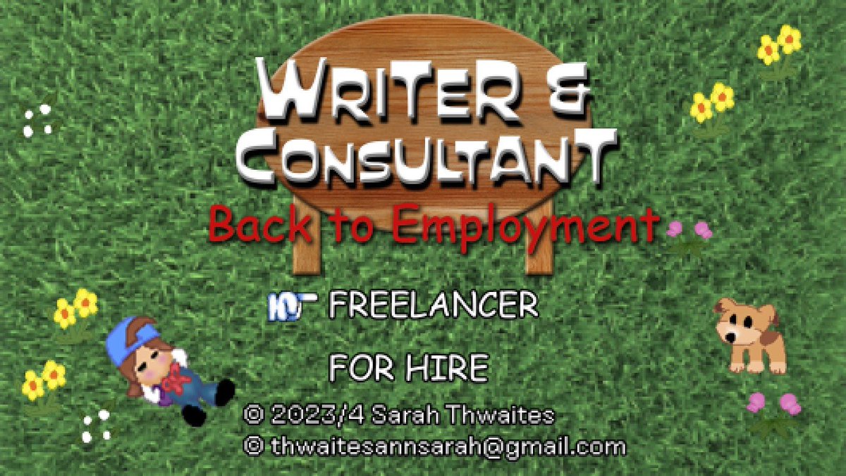 Hey, I'm Sarah, a freelance writer and video game consultant, and I'm looking for work! I'm also available for bespoke Harvest Moon fan art commissions...

Get in touch!

💌 thwaitesannsarah[at]gmail[dot]com
🖱️muckrack.com/sarah-thwaites…
🦋<a href="/sarahathwaites/">Sarah Thwaites</a>.bsky.social

RTs Appreciated