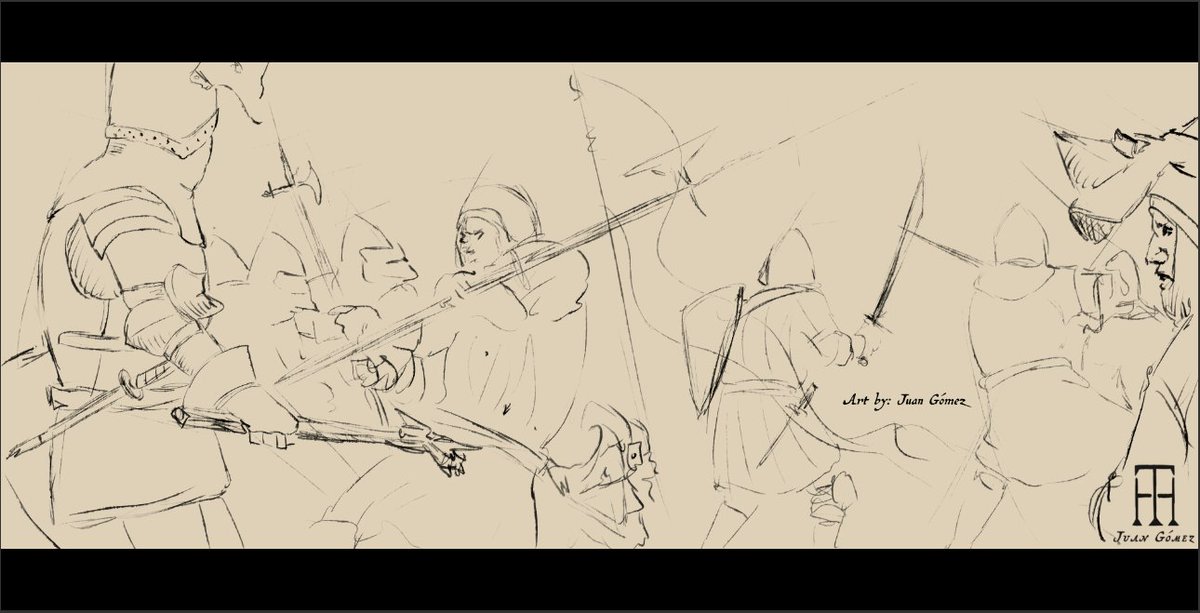 Sketch about the lost of the l'oriflamme banner during The Battle of Agincourt "1415" In the long run would like to made this a full color illustration. Lot of knights fighting