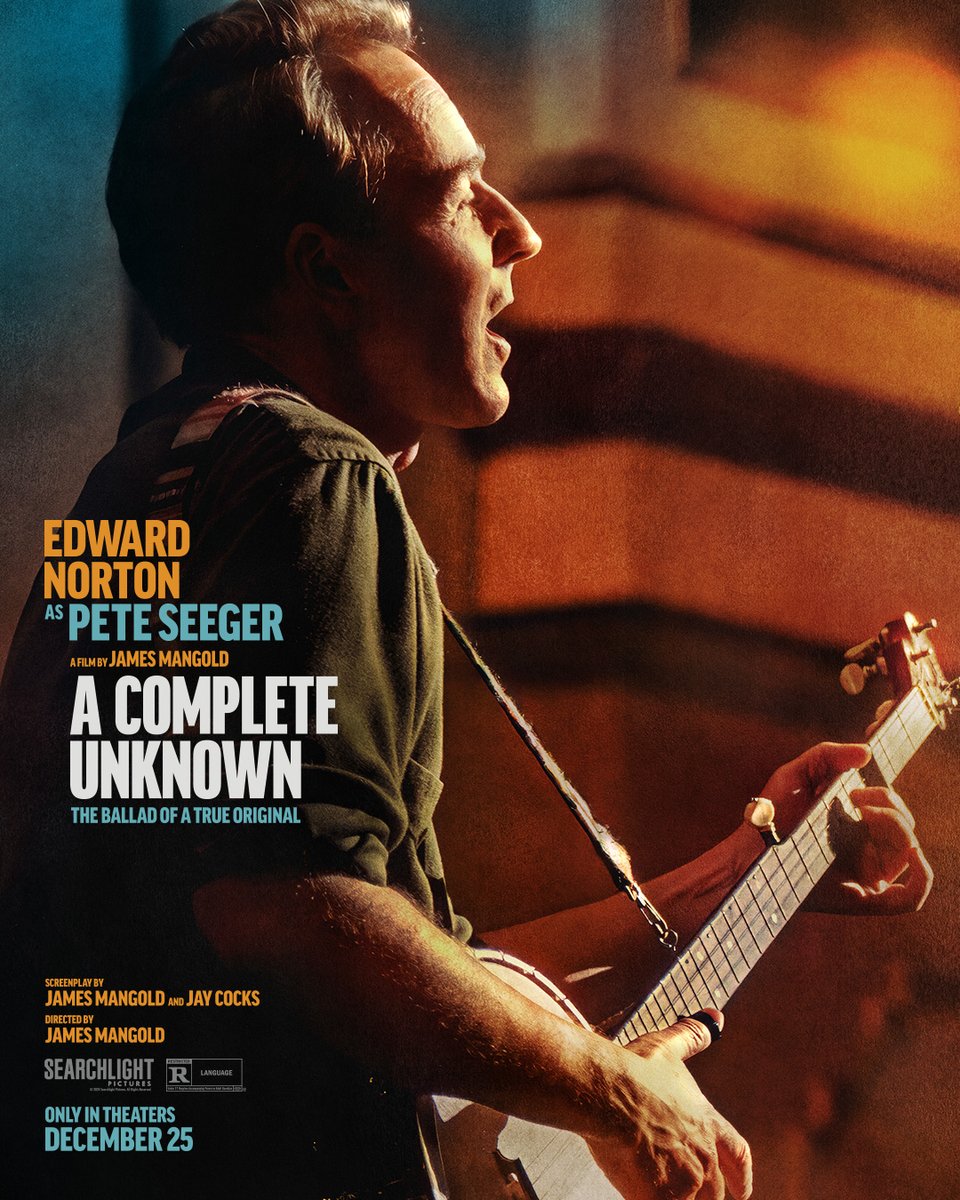Ο Edward Norton είναι ο Pete Seeger στη νέα ταινία του #JamesMangold, A COMPLETE UNKNOWN. Από 23 Ιανουαρίου στους κινηματογράφους.