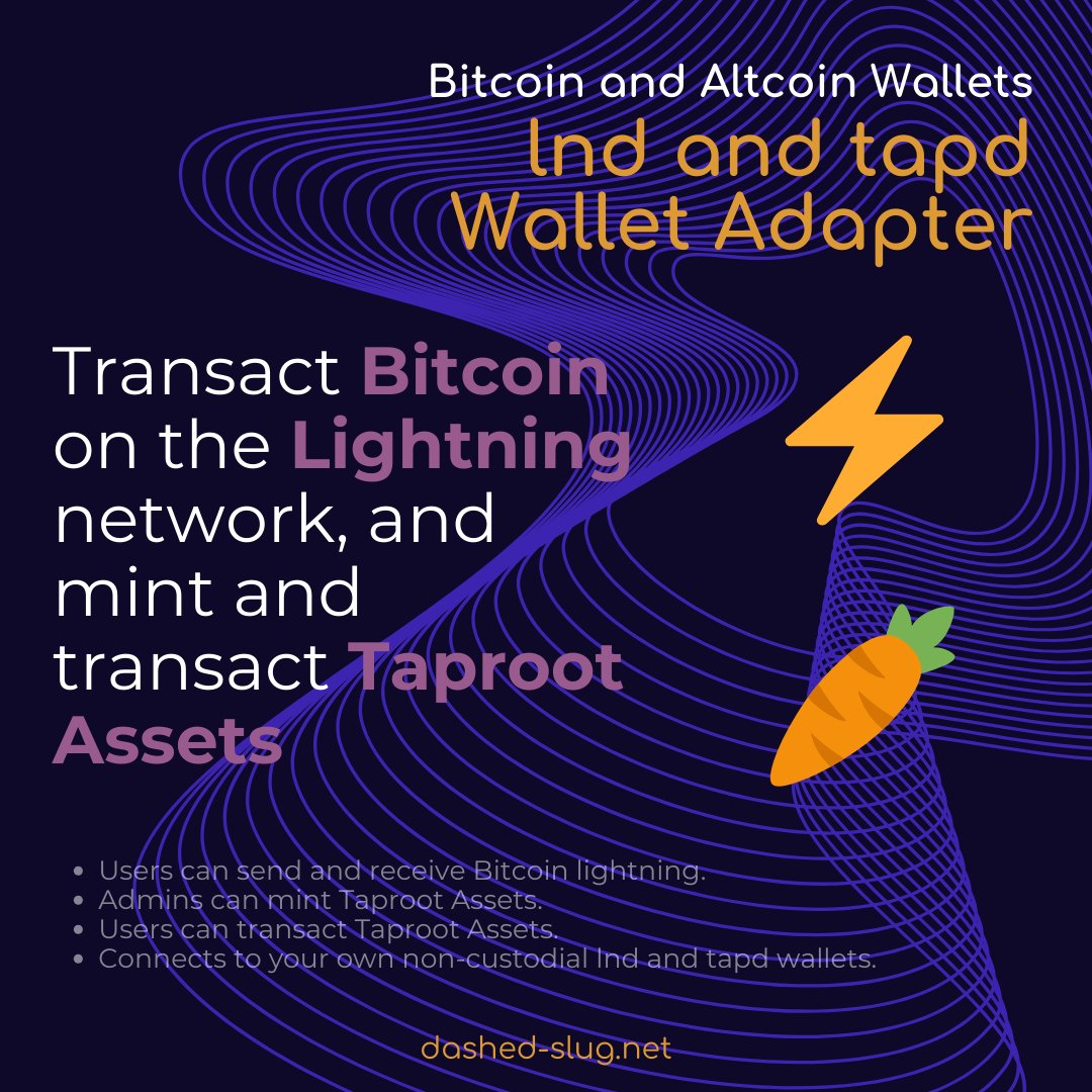DashedSlug's tweet image. 🚀 New Release! The LND/tapd wallet adapter v0.4.0-beta for the #Bitcoin &amp;amp; Altcoin Wallets #WordPress plugin is here! 💥 Integrate #LightningNetwork &amp;amp; #taproot assets, handle deposits/withdrawals, &amp;amp; customize with PHP hooks.

dashed-slug.net/lnd-and-tapd-w…