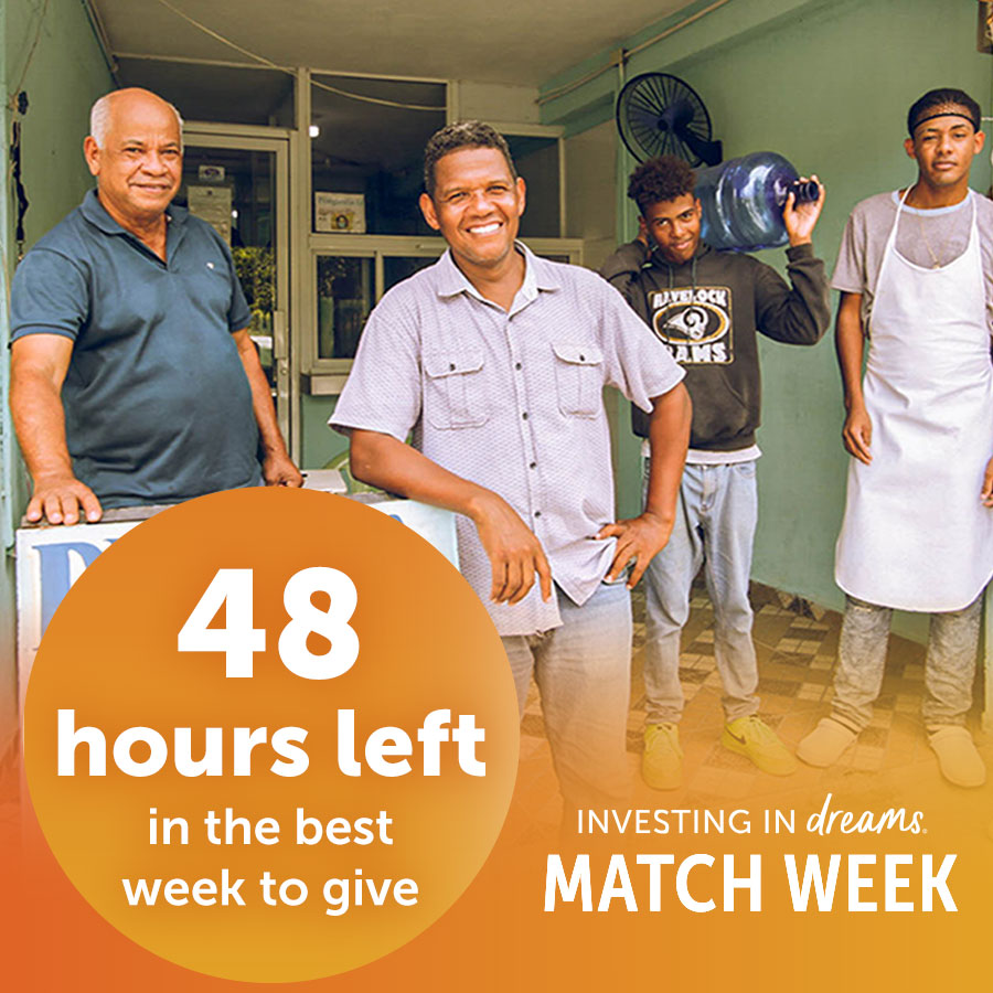 Time’s running out! Only 2 days left in match week⏳

Why give by Thursday?
✅Gifts are DOUBLED until we reach $1.25M
✅Join a movement to serve 100,000 people
✅Empower 2x entrepreneurs like Ezequiel in the Dominican Republic to pursue dreams

Join us: hopeint.cc/48IvToH