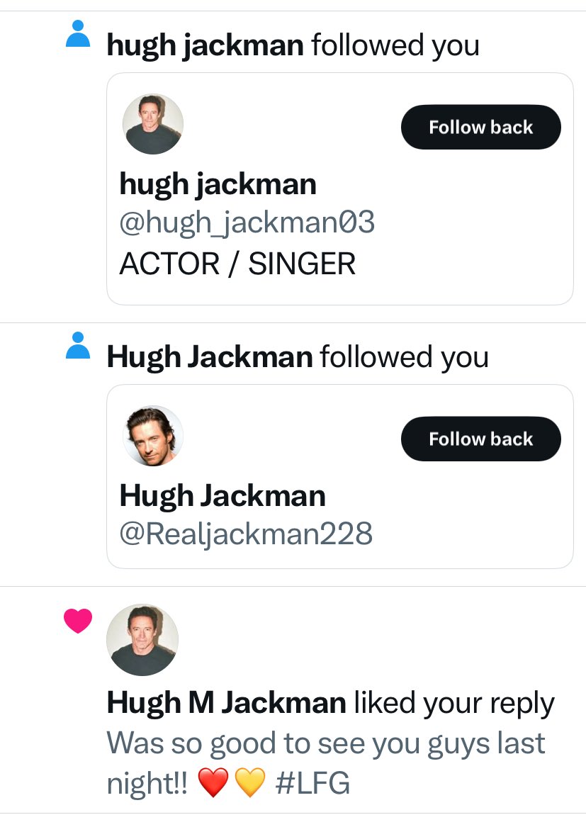 If <a href="/RealHughJackman/">Hugh Jackman</a> ever actually got in touch, there’d be a proper “I’m Spartacus” moment….. 💛