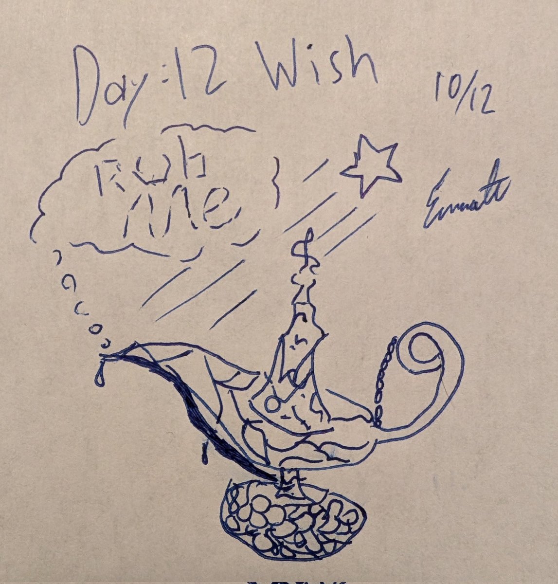 Em7Ber's tweet photo. Day 12: Wish
*Deep in a limestone cave, a calcified lamp gasps it's only request* https://t.co/V4MyneXv8W