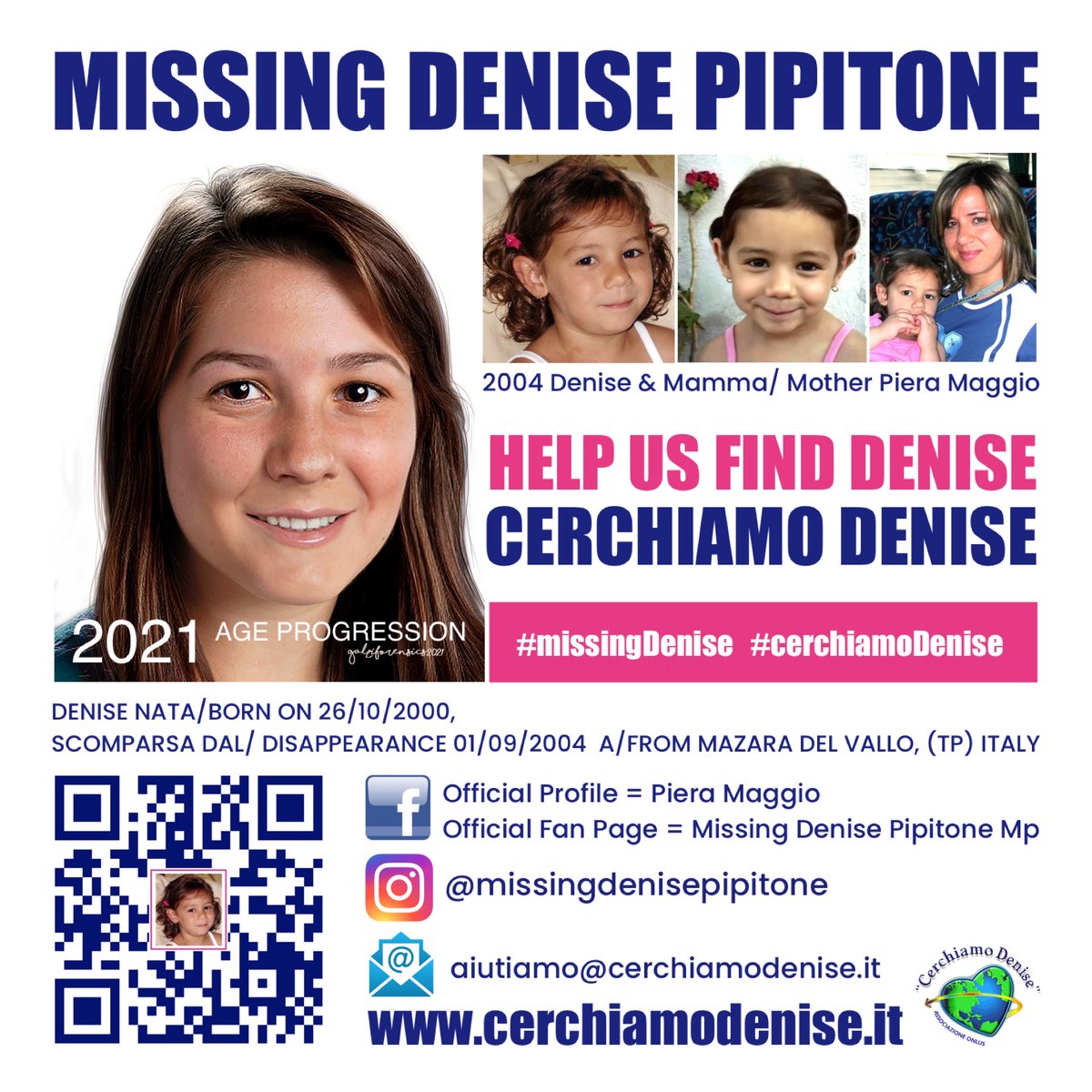 MissingDeniseMp's tweet photo. LE UNICHE LOCANDINE COMPLETE E UTILI PER LA RICERCA DI #DenisePipitone. Grazie ❣️
LINK DIRETTO DOWNLOAD:
https://t.co/fY6K35muw8
https://t.co/u4I5M3vMT3
https://t.co/Unzk1MpZrK
#Missing #CerchiamoDenise #Rapita #Italia #Europa #Sicilia #MazaraDelVallo #Europe #Italy #Sicily https://t.co/6DYph6rwVo