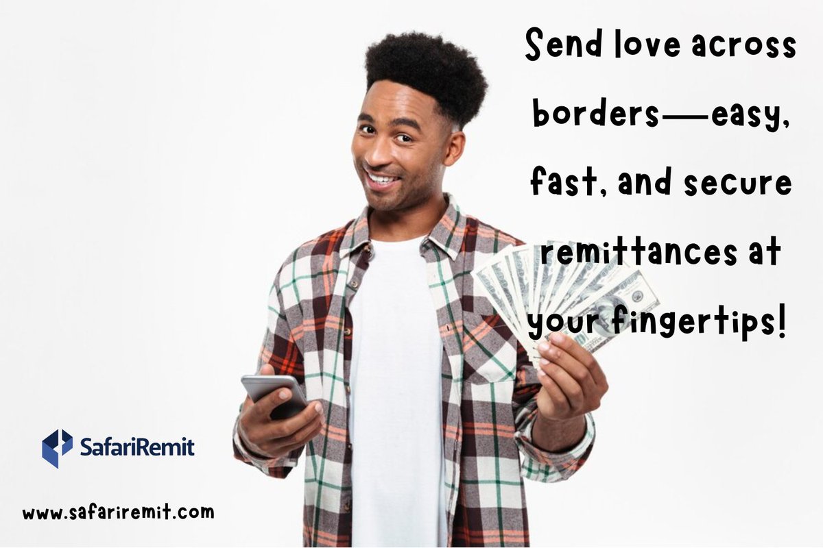 SafariRemit's tweet image. 💸 Send money globally with SafariRemit! Fast, secure &amp;amp; affordable transfers. #SendMoney #GlobalRemittance #QuickTransfers #SecurePayments #FamilySupport #MoneyMadeEasy