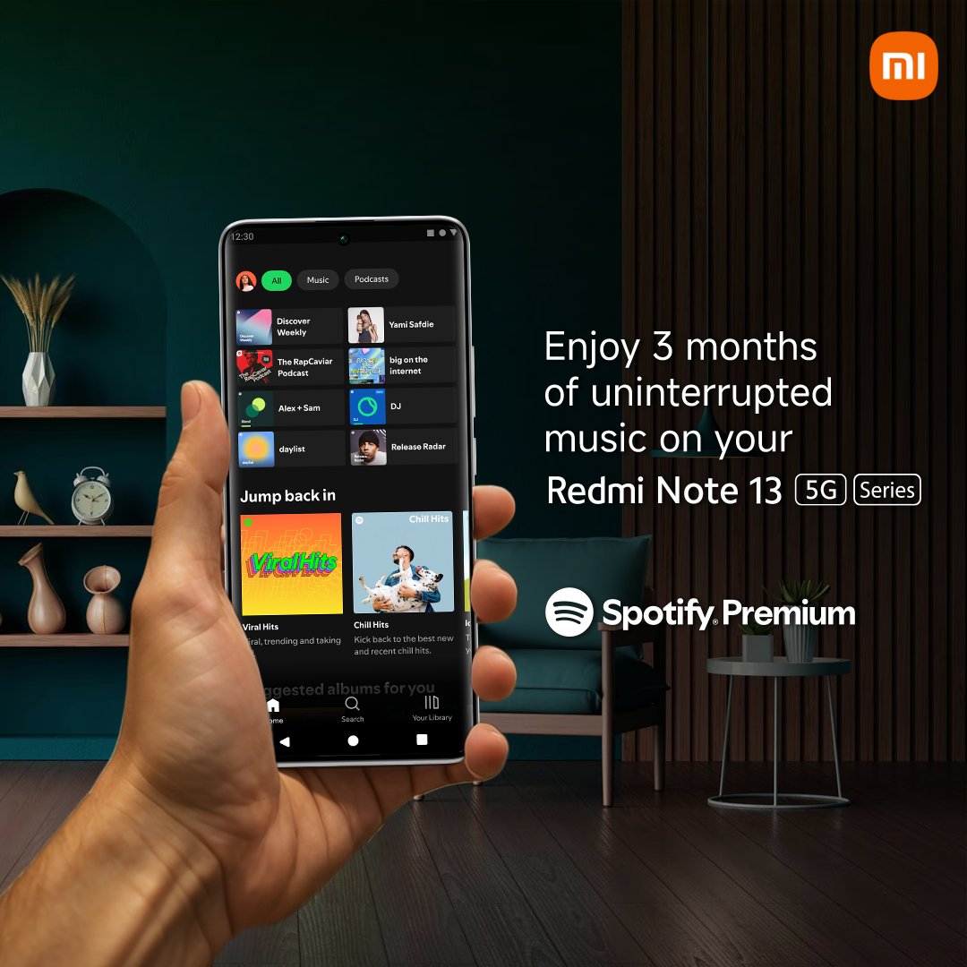 XiaomiIndia's tweet image. Music lovers this one&apos;s for you!

Get 3 months of Spotify Premium free with your #RedmiNote13 5G Series! That’s 90 days of ad-free music, unlimited skips, and all your favourite playlists on demand. 

Grab your Redmi Note 13 5G now and let the music take over!