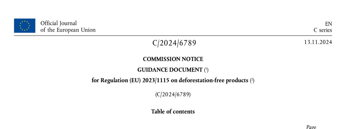 #EUDR: guidance document officially published in OJ this morning.