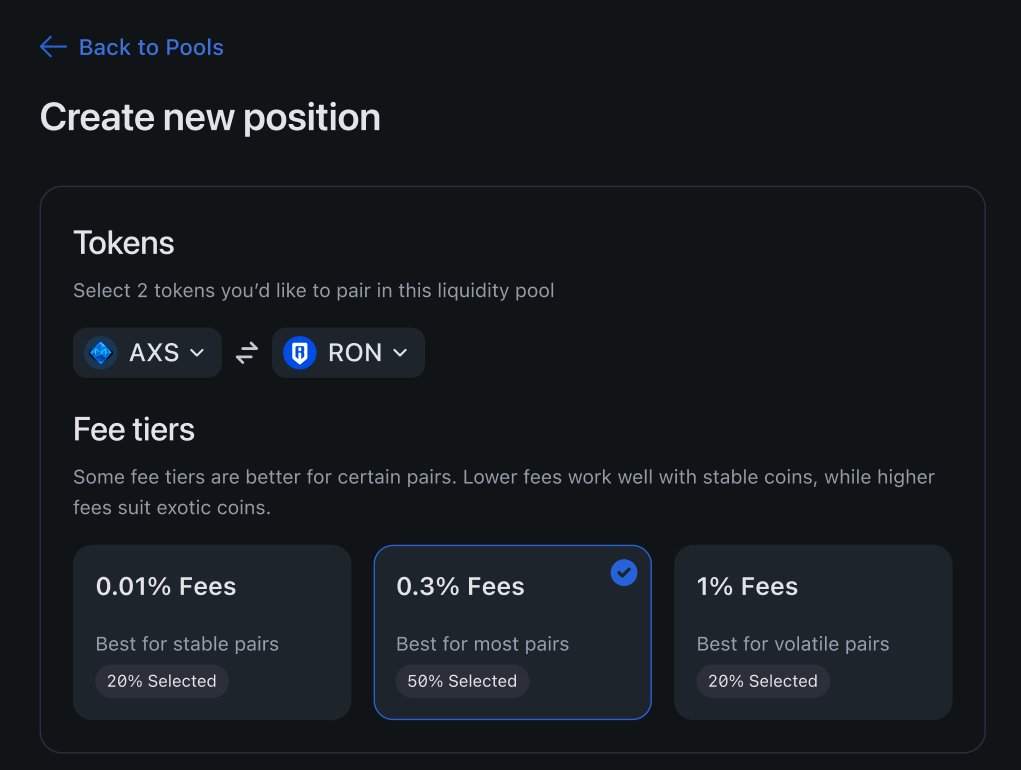 Jihoz_Axie's tweet photo. Katana will be going through a major upgrade.

This is crucial for enhancing Defi on Ronin. 

Summary:

V3 Upgrade: Expected by the end of November pending Codearena's audit, Katana V3 will support concentrated liquidity pools, customizable fees, reduced slippage, and optimized trading tools.

Enhanced Liquidity Provision: New features like concentrated liquidity and customizable fee tiers will allow liquidity providers (LPs) to target specific price ranges and profit margins, while also contributing to the Ronin Treasury.

Improved Capital Efficiency: The upgrade aims to reduce reliance on high RON emissions by enhancing capital efficiency and liquidity, paving the way for more token listings on Ronin’s DEX.

Fee Structure and Treasury Support: Katana V3 will introduce flexible fee tiers based on pair stability, directing a portion of each fee to the Ronin Treasury, benefiting both traders, LPS, and RON holders.

Phase 2 of RON Emission Reduction: Set for November 26, this phase will halve emission rates further, lowering RON inflation by saving 2.7M RON per quarter without significantly impacting liquidity.

Full details: https://t.co/obMBlgyRdl