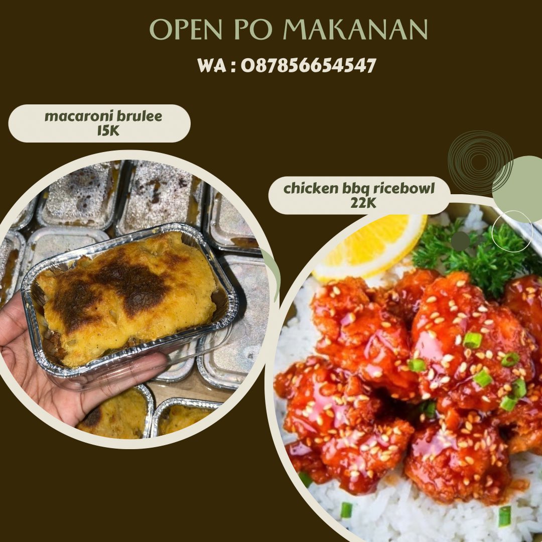 alluneedkonser's tweet photo. OPEN PO Makanan 2NE1

Day 2 
• macaroni brulle 15k (creamy+gamanis)
• BBQ ricebowl 22k (sedang)
• Ricebowl + Air 25k

Yang mau nyemill boleeh bgt chat untuk ikutan po yaa, murmer ajaa dijaminn enaak dan kenyaang🤤🥰

#openpo #openpo2NE1 #2NE1 #2ne1injakarta https://t.co/0R3qltyYJL