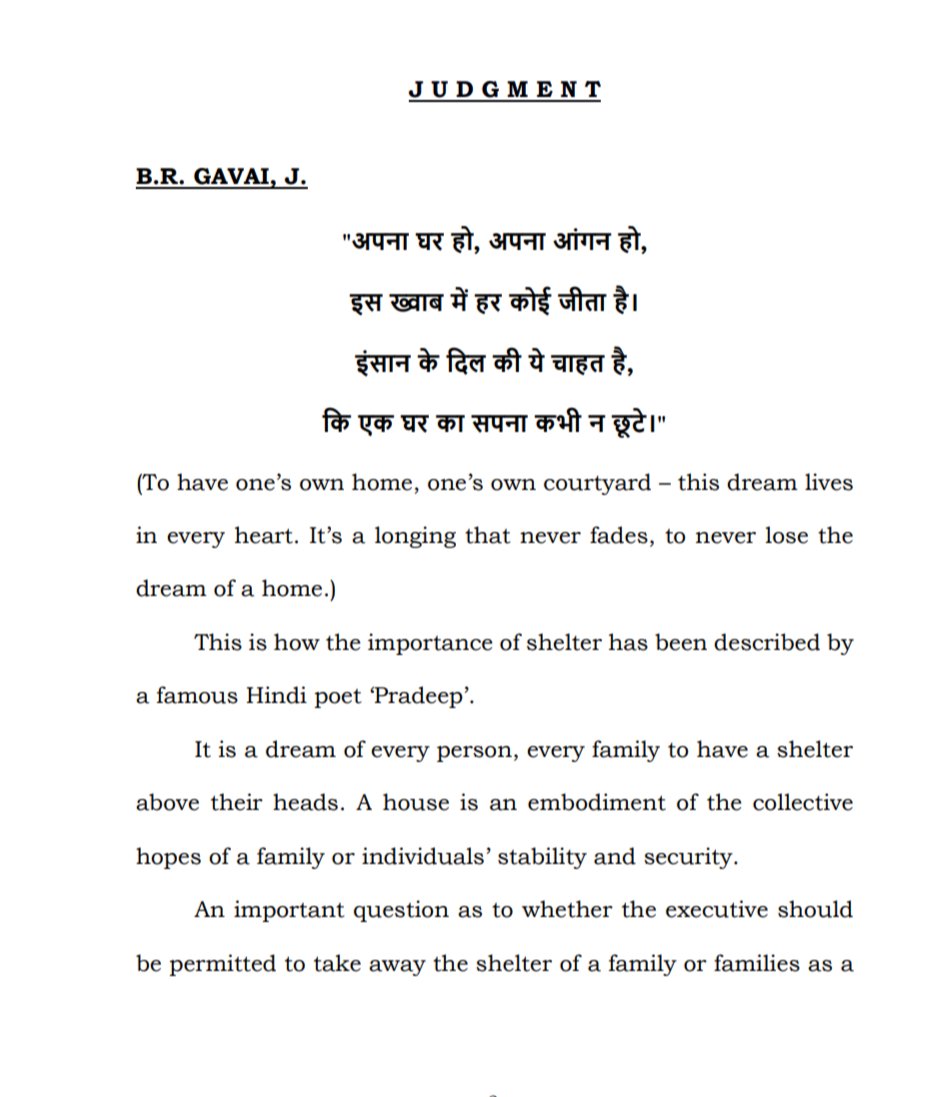 LawChakra's tweet image. #BulldozerJustice Verdict: Justice BR Gavai opens the judgment with a poignant Hindi poem.  

#SCJudgment #PoeticJustice #RuleOfLaw