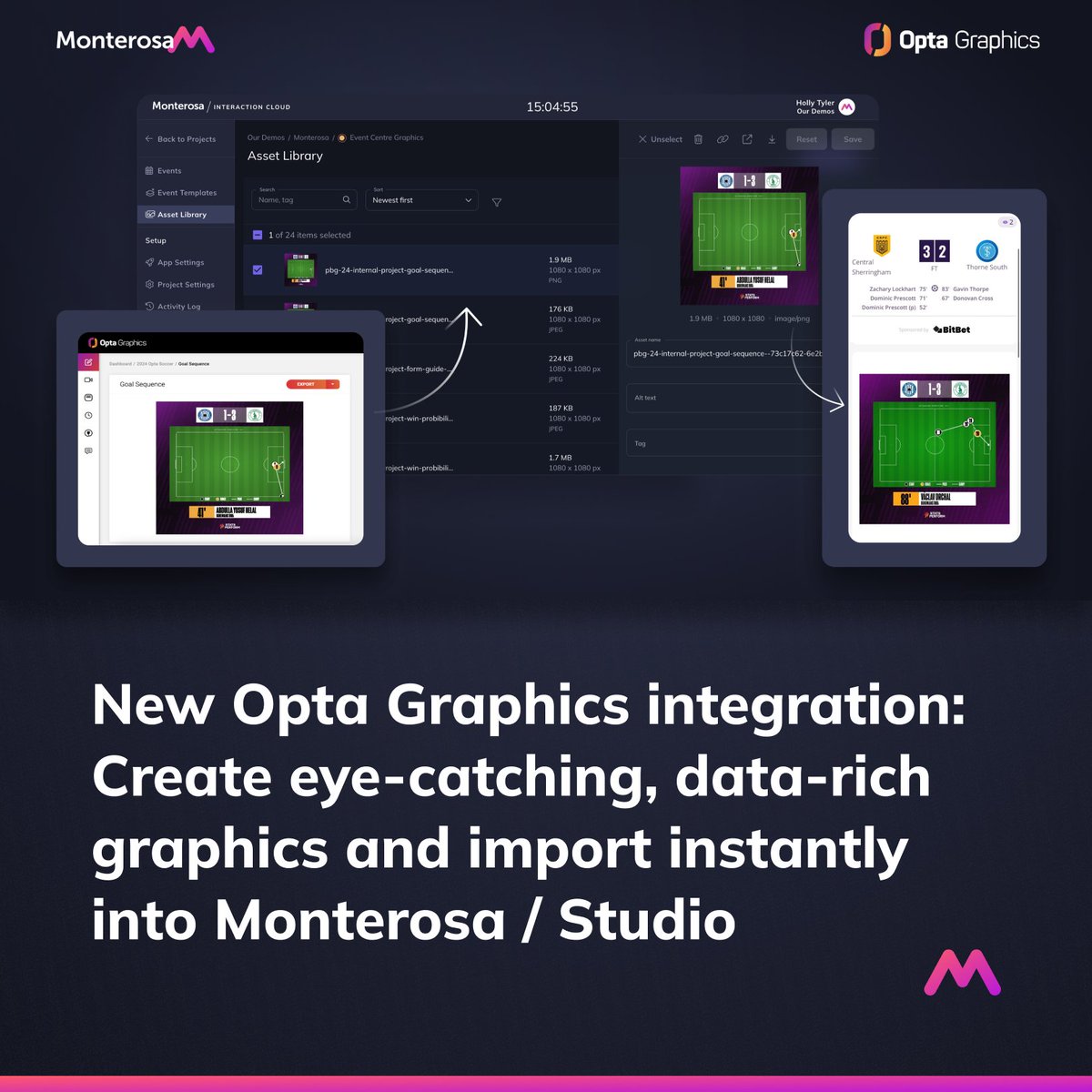 wearemonterosa's tweet image. 📢 New integration with Stats Perform&apos;s Opta Graphics: Create eye-catching, data-rich graphics and import them instantly into Monterosa / Studio.

Find out more:
hubs.ly/Q02XZHYc0

#DataGraphics #FanEngagementSoftware #EventCentre