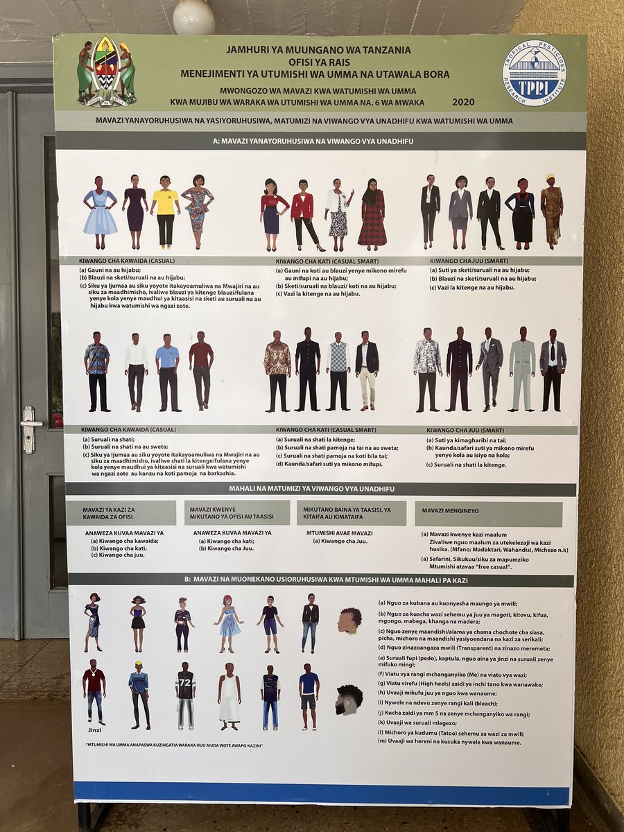 chickpeaman's tweet photo. Interesting visit to the National Herbarium of Tanzania @TPHPA_Official who have supported our students @NM_AIST 🙏. Big focus on digitising the collections atm - essentially entering label data into a laptop. Interesting guidance on dress code for staff. @KewScience @KewAfrica https://t.co/9SeLGrscKb