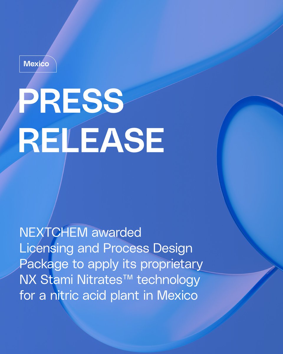 NEXTCHEM (@nextchem_mt) on Twitter photo NEXTCHEM’s subsidiary <a href="/Stamicarbon/">Stamicarbon</a> will apply its proprietary NX Stami Nitrates™ technology for a tailor-made solution to remove nitrous oxide from the tail gas stream, reducing the carbon footprint of the plant.
➡️ Read more: groupmaire.com/en/newsroom/pr… NEXTCHEM’s subsidiary <a href="/Stamicarbon/">Stamicarbon</a> will apply its proprietary NX Stami Nitrates™ technology for a tailor-made solution to remove nitrous oxide from the tail gas stream, reducing the carbon footprint of the plant.
➡️ Read more: groupmaire.com/en/newsroom/pr…