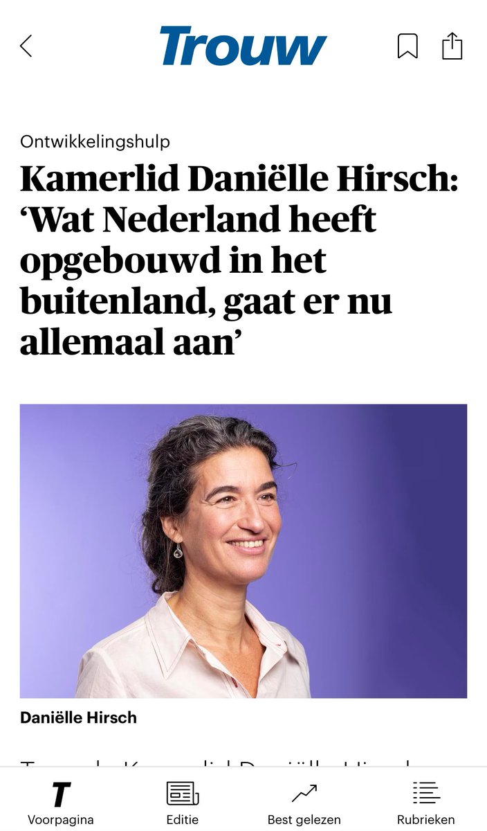 De coalitie is bezig onze zorgvuldig opgebouwde internationale positie af te breken. Ze stapelt bezuiniging op bezuiniging. Wat Nederland bracht en haalde dreigt eraan te gaan. Morgen debat over de begroting Handel en Ontwikkelingssamenwerking. Vandaag interview <a href="/trouw/">Trouw</a> ⤵️ (1/2)