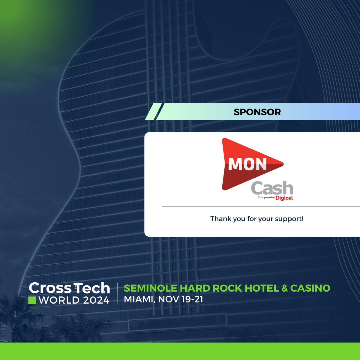 crosstech_'s tweet image. Welcome to another trailblazer sponsor, MonCash! ✨

🚀 Register now for CrossTech World 2024 which will take place November 19 - 21 at Seminole Hard Rock Hotel &amp;amp; Casino, Hollywood - Florida 🎸.
crosstechpayments.com/crosstech-worl…

#CrossTechWorld2024 #CrossTech2024 #CrosstechConference2024