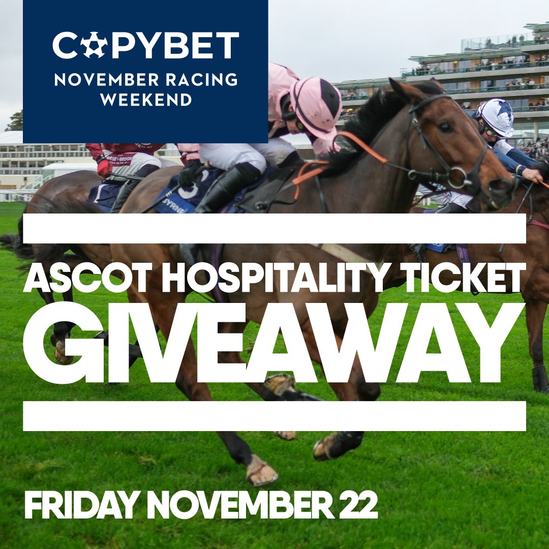 🤩 We are giving away a pair of hospitality tickets to the Friday of the CopyBet November Race Weekend at <a href="/Ascot/">Ascot Racecourse</a> 

How to Enter:

✅ FOLLOW @CopyBetUK_IRE 
🔃 Repost this post
💬 TAG a friend in the comments

🔞 18+ only. UK residents only. Competition closes 12pm, Sat Nov 16.