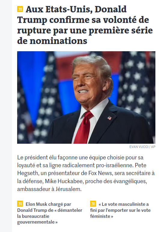 Hou hou l'Europe! Réveille-toi vite. La "horde sauvage" sera intronisée le 20 janvier!
(Image, Le Monde)