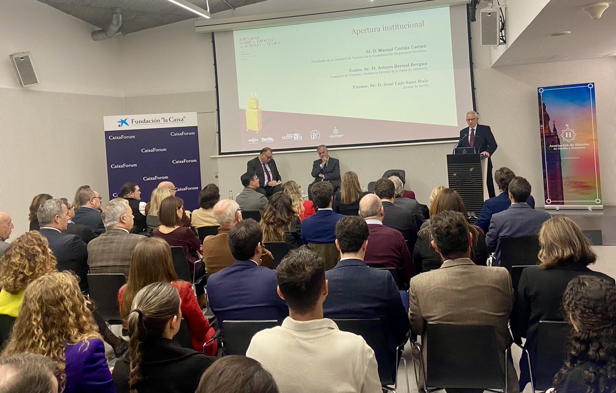 Midiendo el Impacto del Turismo en Sevilla, de la mano de <a href="/TurismoAND/">Consejería de Turismo y Andalucía Exterior</a> y <a href="/Ayto_Sevilla/">Ayuntamiento de Sevilla</a> en <a href="/CaixaForum/">CaixaForum</a> Sevilla