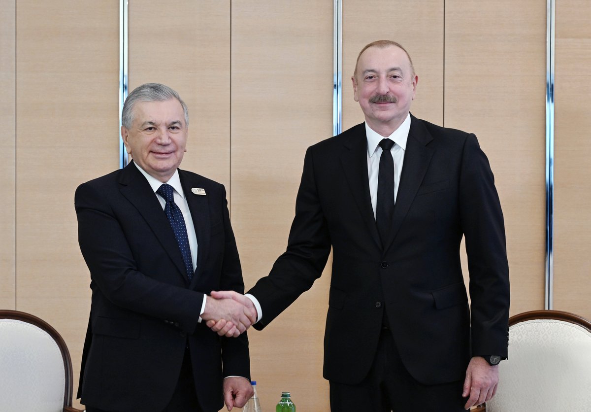 presidentaz's tweet photo. President Ilham Aliyev met with President of Uzbekistan Shavkat Mirziyoyev

https://t.co/WL1TpzvMrv

#COP29 #COP29Azerbaijan https://t.co/jJmsMajMn1