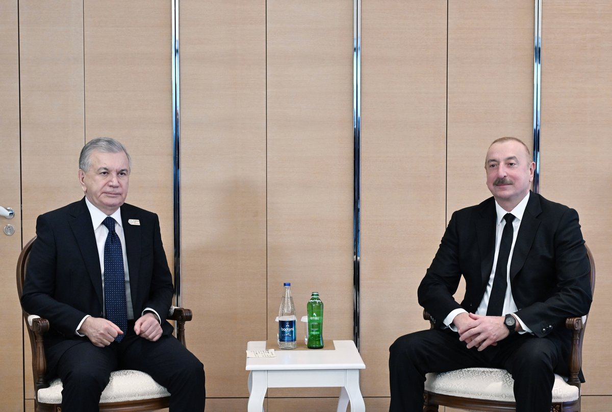 presidentaz's tweet photo. President Ilham Aliyev met with President of Uzbekistan Shavkat Mirziyoyev

https://t.co/WL1TpzvMrv

#COP29 #COP29Azerbaijan https://t.co/jJmsMajMn1