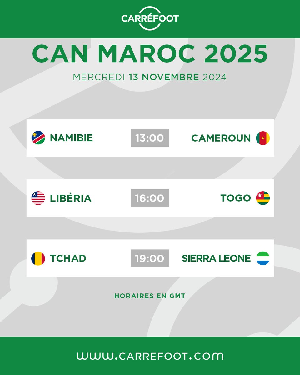 Carre_foot's tweet image. ÉLIMINATOIRES CAN 2025 : le programme de ce Mercredi !

#AfconQ2025 #ÉliminatoiresCan2025 #Programe #Carréfoot