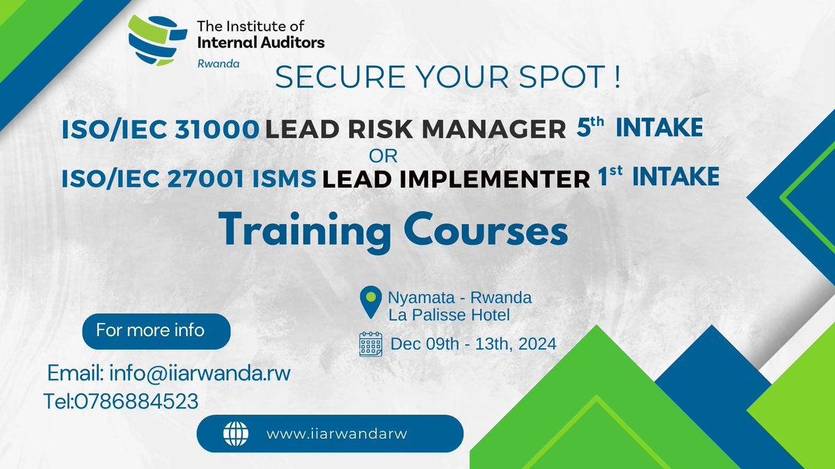 📢Secure your spot now! Limited seats available.
We're excited to announce our upcoming training sessions for professionals seeking to advance their skills in risk management and information security.