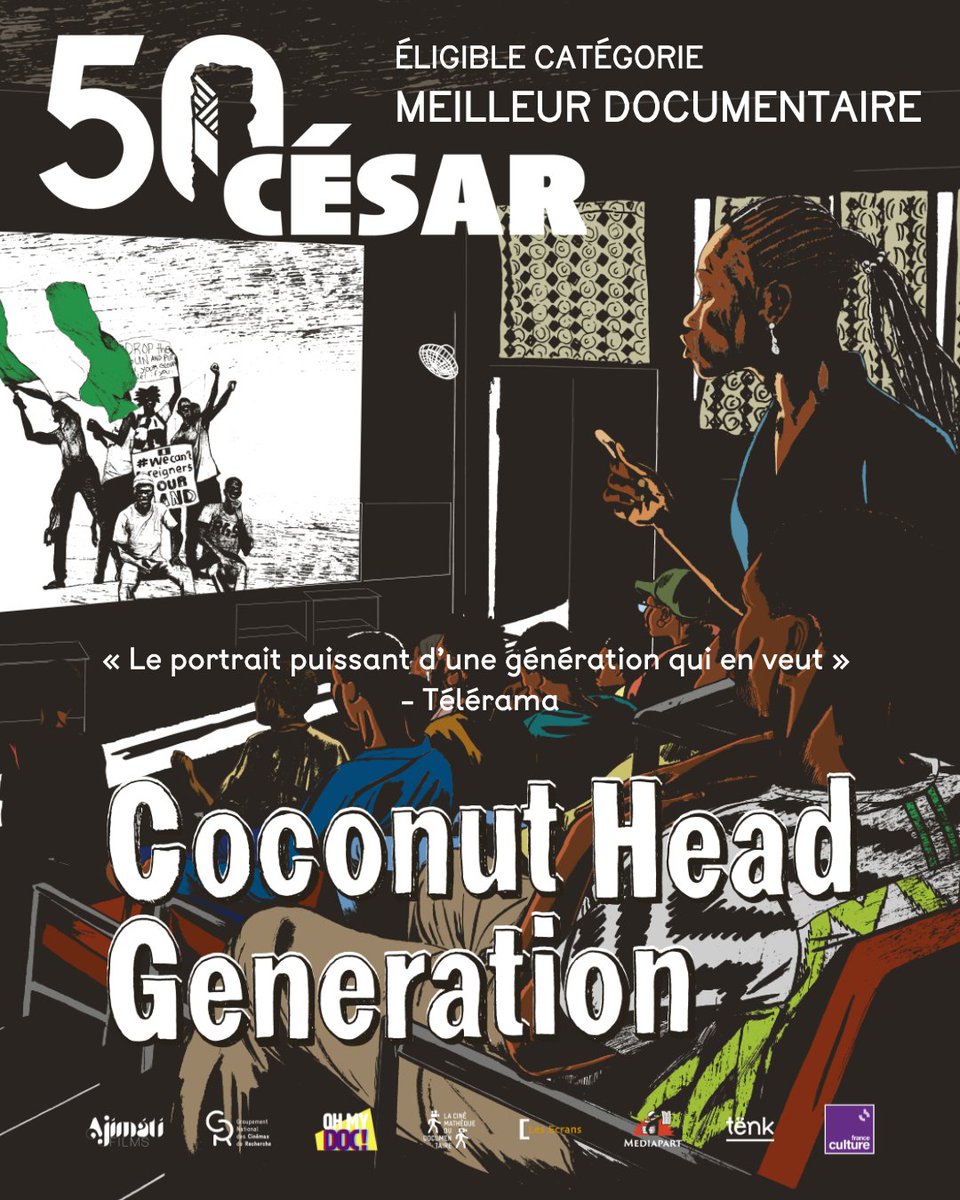 Coconut Head Generation (@coconutheadgenz) on Twitter photo Des bancs de l’université d’Ibadan à l’ @Les_Cesar 🏆
Coconut Head Generation est officiellement éligible à la 50e cérémonie des César, dans la catégorie Meilleur Documentaire 🌟
Membres de l’Académie, découvrez le film sur invitation au cinéma : contact@ajimatifilms.com Des bancs de l’université d’Ibadan à l’ @Les_Cesar 🏆
Coconut Head Generation est officiellement éligible à la 50e cérémonie des César, dans la catégorie Meilleur Documentaire 🌟
Membres de l’Académie, découvrez le film sur invitation au cinéma : contact@ajimatifilms.com