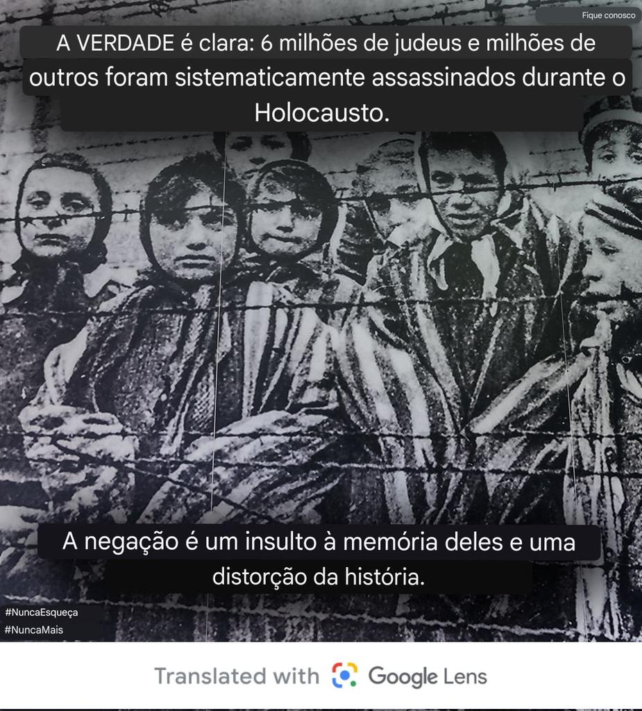 Seis milhões de judeus assassinados. Não há debate, nem negociação, nem negação da realidade brutal do Holocausto. Compartilhe esta imagem para garantir que o mundo nunca se esqueça da verdade. #NeverAgain #NeverForget  ✡️