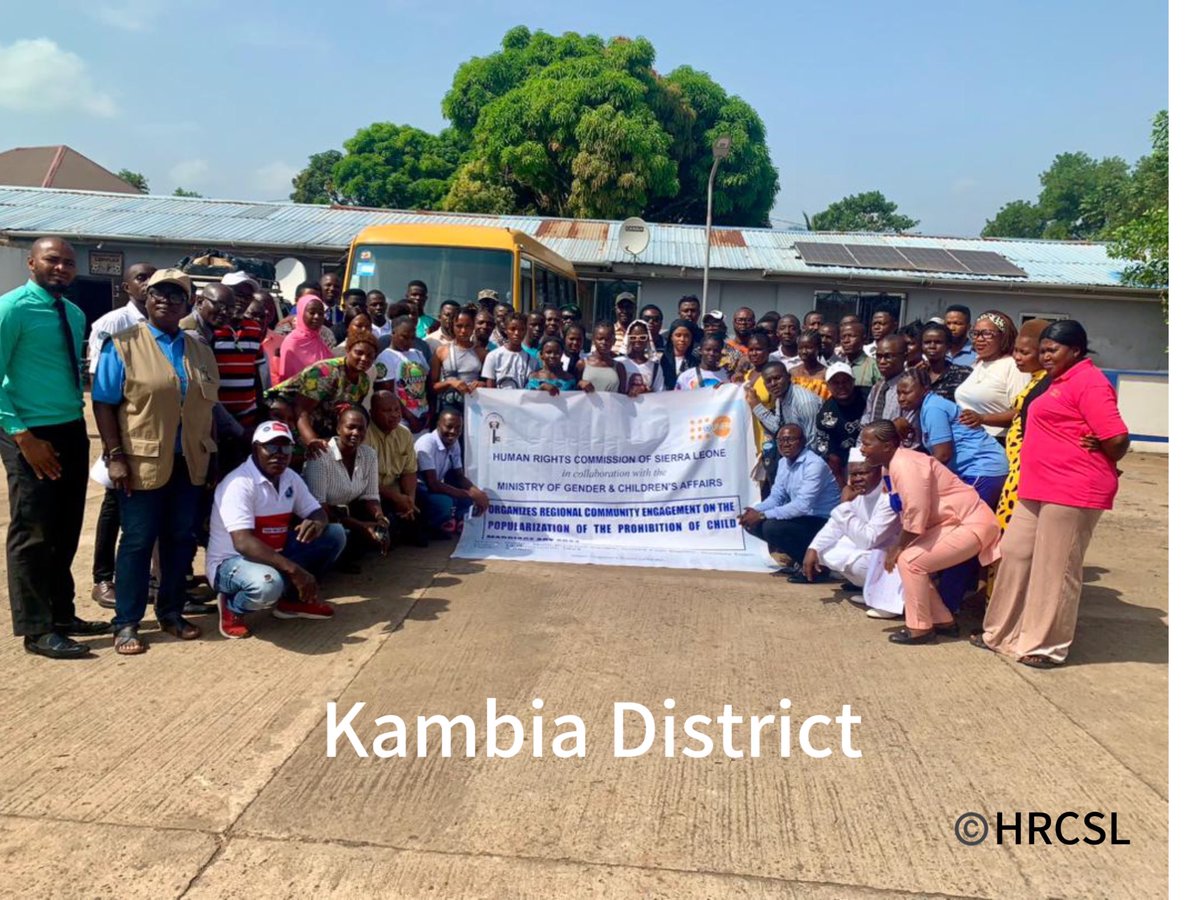human_sierra's tweet photo. #HRCSL embarks on popularization of the Prohibition of Child Marriage Act 2024 in some parts of the country with support from @UNFPASierraleon . In partnership with the Ministry of Gender the engagement enlightens communities about the law. @UNDPSierraLeone https://t.co/g8P9KoTDhK