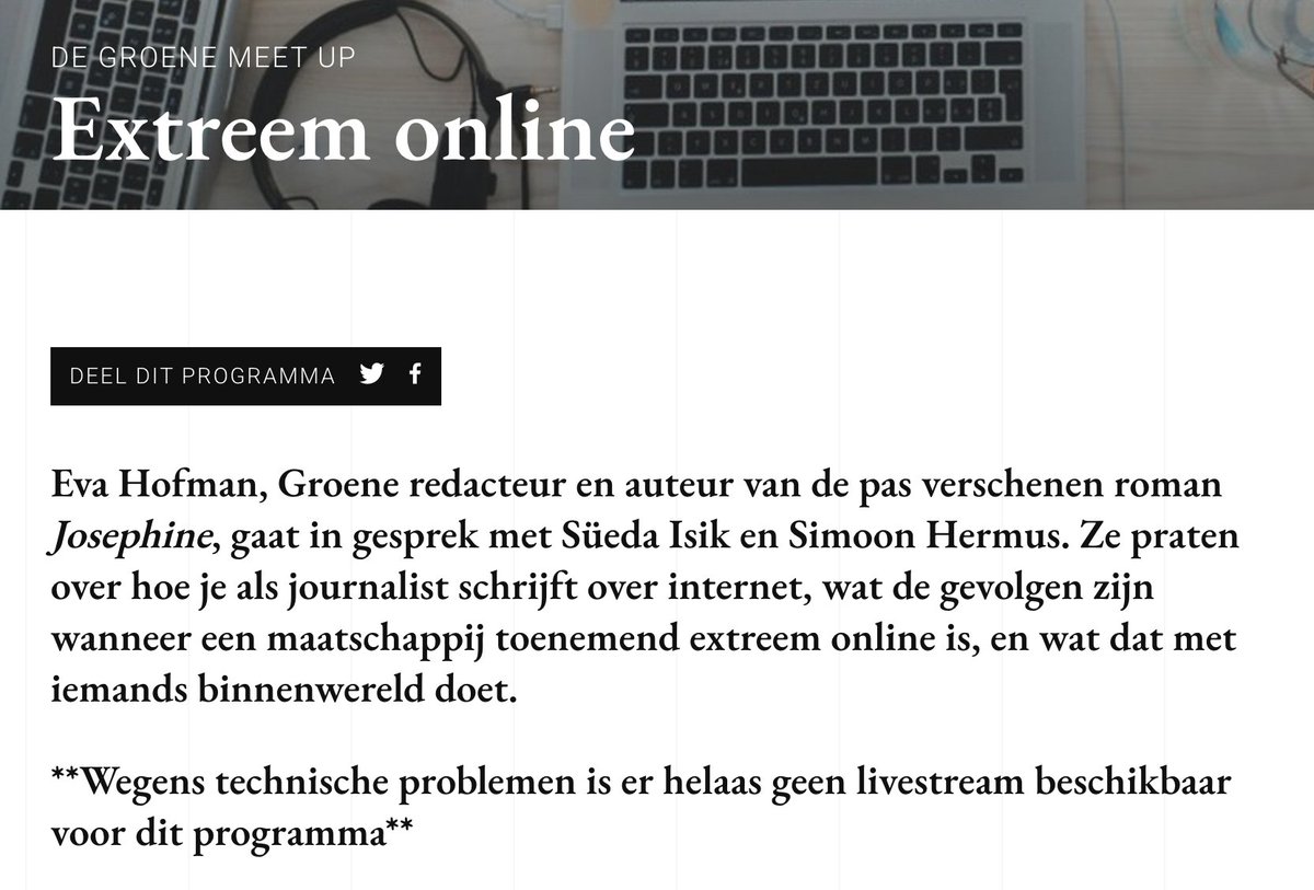 Vanavond zijn <a href="/JVT/">Jan van Tienen</a> en ik te gast in dit leuke programma van <a href="/VaeManhof/">Eva Hofman</a>, om te vertellen over Recreatief Computeren. Jullie kunnen er (gratis) bij zijn: spui25.nl/programma/extr…