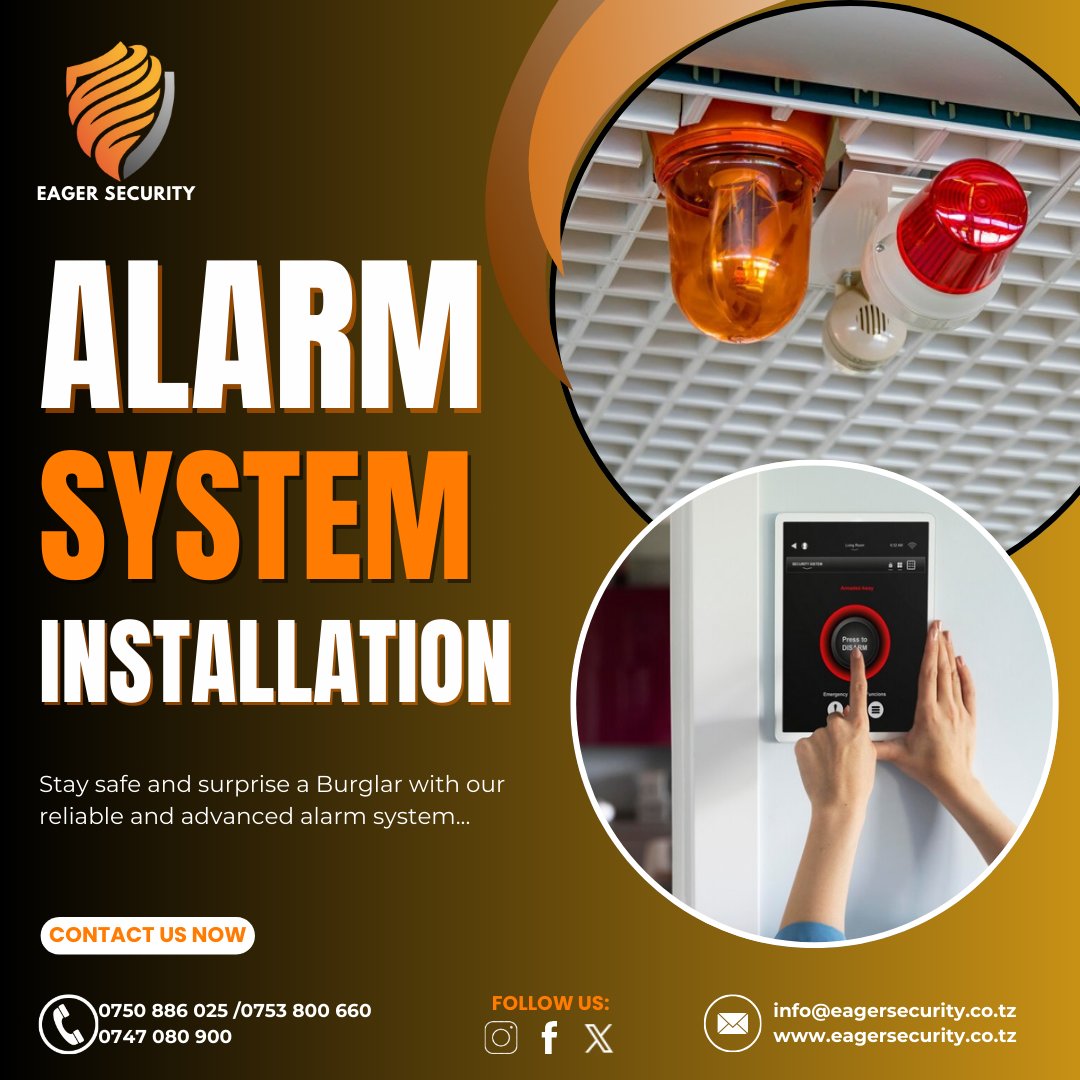 Eagersecurity's tweet photo. More than just an alarm, it’s your peace of mind. Safeguard your home or business with the trusted security experts. 🔐
Innovation and Experience at your Fingertips
...
....
#eagersecurity #security #Alarmsystems #tanzaniasecurity #tanzaniaissafe #securityguards #camerasystem https://t.co/AAlh9QIdQD