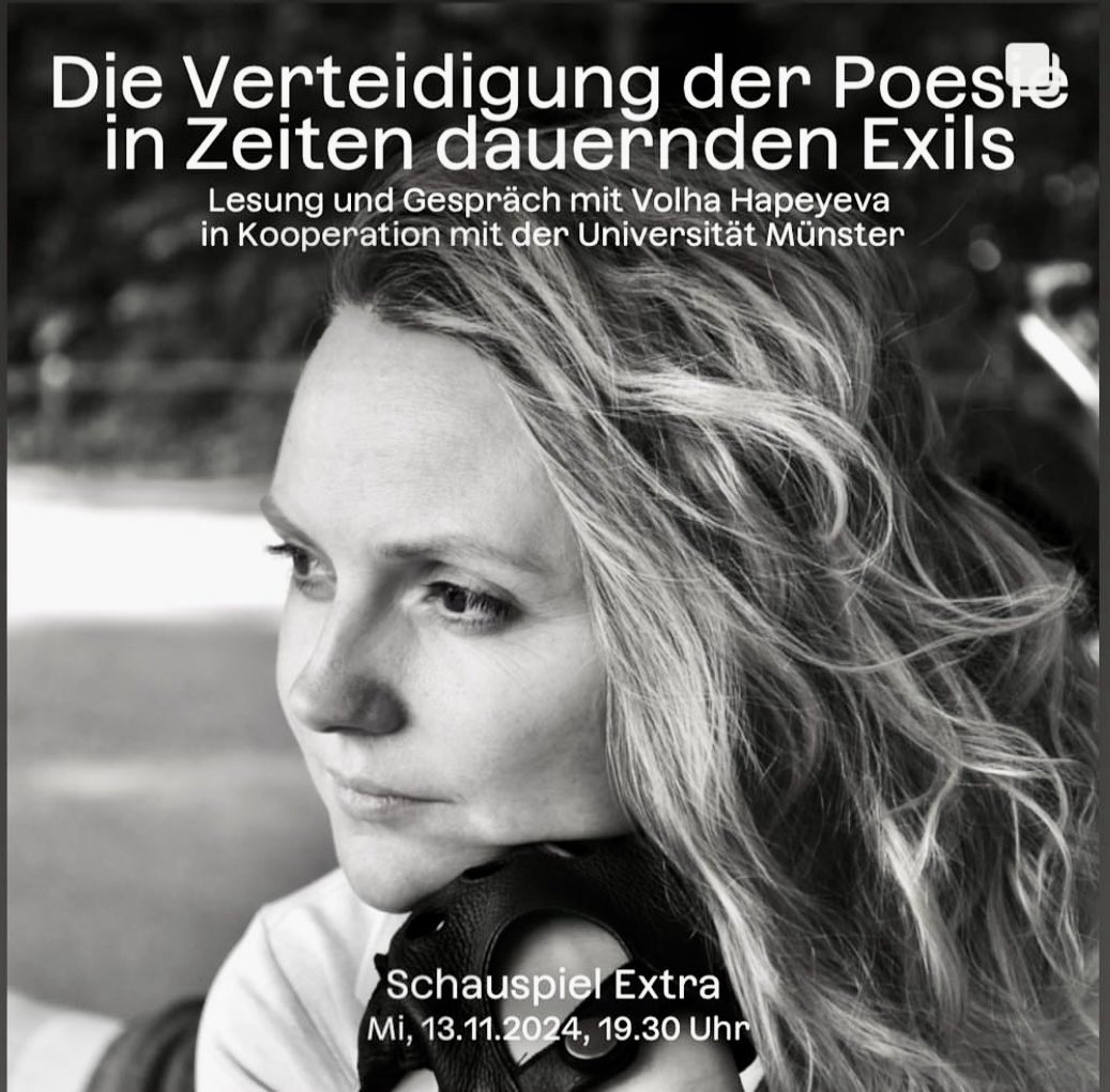 Heute im Schauspiel Münster: "Die Verteidigung der Poesie in Zeiten dauernden Exils", Lesung von Volha Hapeyeva.
Mehr: theater-muenster.com/produktionen/d…
Zum Buch: verbrecherverlag.de/shop/die-verte…
#verbrecherei #verbrecherverlag #wortmeldungen #volhahapeyeva