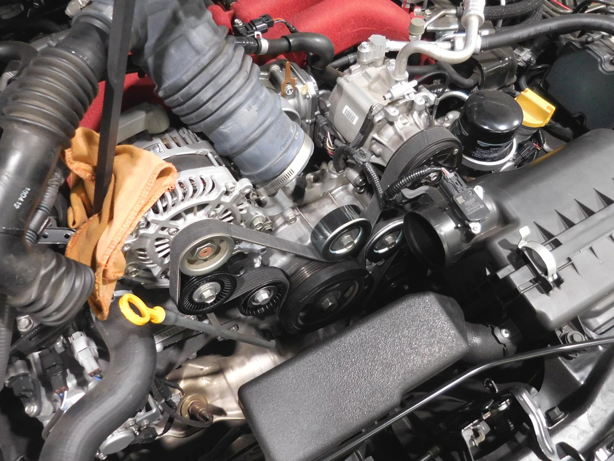 ProvaYokohama's tweet photo. #zc6 #brz #補機ベルト 交換でのご来店。冷間時にベルト鳴きがひどいとのことでアイドラー類も含め交換、もちろんテンショナーも。ありがとうございました！#subaru #prova #maintenance #repair #vbelt https://t.co/oMicZyZNRY