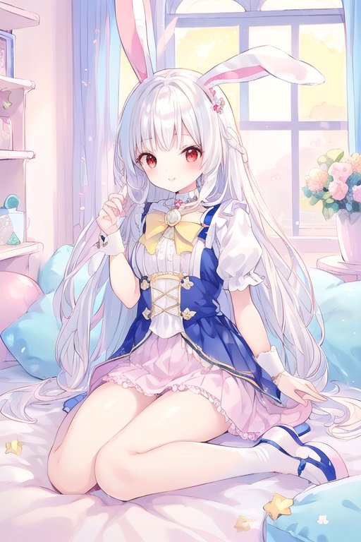 #うさぎクラス #雪月うさぎ #雪月うさぎが好きなだけ #雪月うさぎをあきらめない #これもうさぎ先生のおかげ #うさぎ先生に届け #1日1うさぎ先生 #AIart #AIイラスト 
うさぎ先生（に似た誰か）パステルカラーにすると可愛さマシマシ。本来のうさぎ先生は割と濃い目の色使いだけど