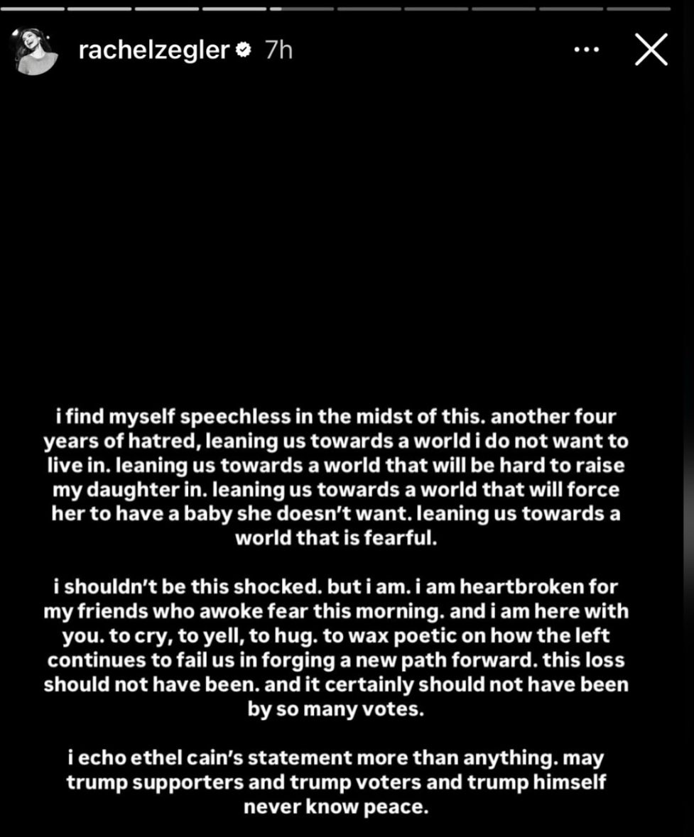 mynerdyhome's tweet image. Rachel Zegler hopes Trump supporters never know peace, tells her followers to get off X because Elon Musk supported Trump, and ends with- “Fuck Donald Trump.”

THIS is Disney’s Snow White. (btw she probably won’t face any consequences for posting this by Disney due to their…