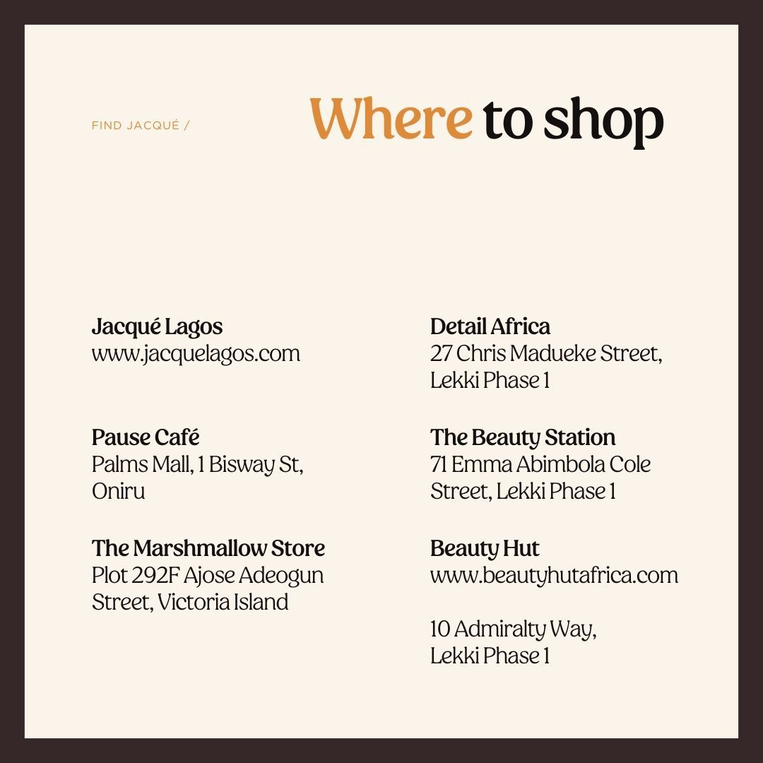 Jacquelagos_'s tweet photo. Wondering where you can shop our products? Find us at these places📍 https://t.co/SgK5cNsN8J