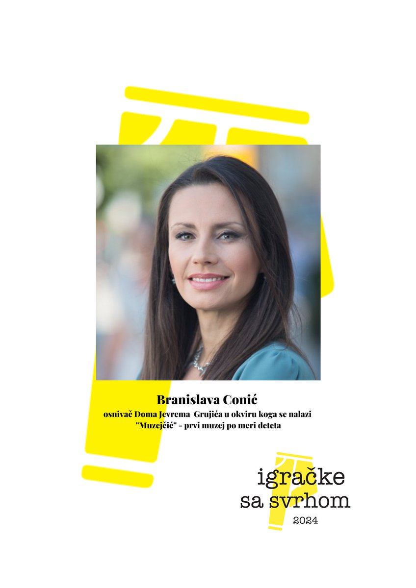 Predstavljamo Tim počasnih selektora #IgračkeSaSvrhom2024

Branka Conić 
osnivač Doma Jevrema Grujica u okviru koga se nalazi "Muzejčić" prvi muzej po meri deteta