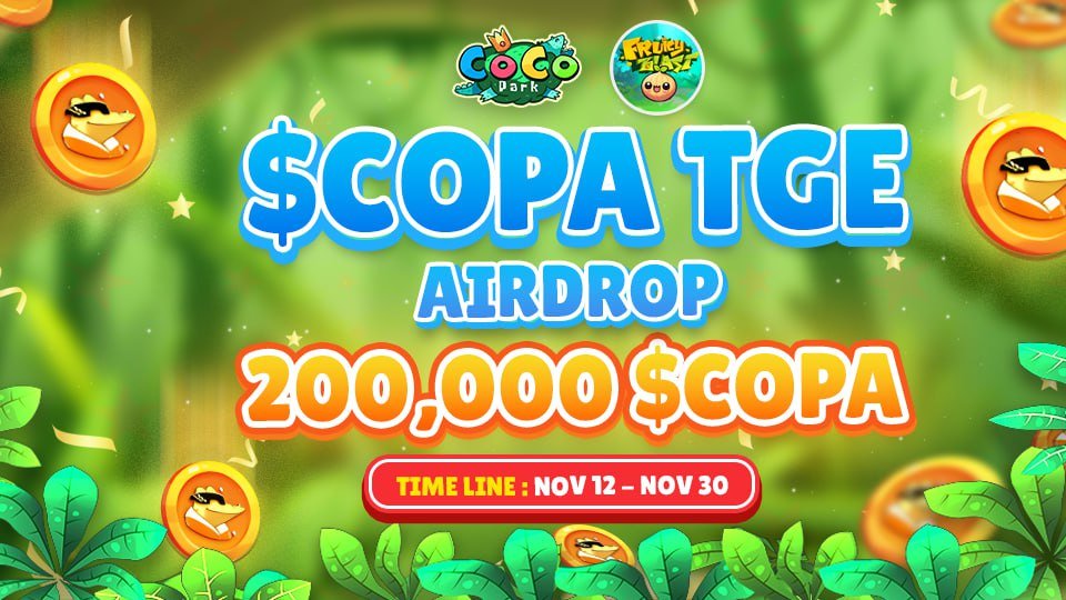 🚀 Celebrating our partner @cocopark_io  as they gear up for their TGE! 🎉 #CocoPark is gifting 20,000,000 $COPA to our incredible community! 💖

👇 Get in on the 20,000,000 $COPA airdrop 👇 
⚡️ Play &amp; Earn $COPA by joining the game: t.me/cocopark_airdr…
🐊 Join Coco Park on