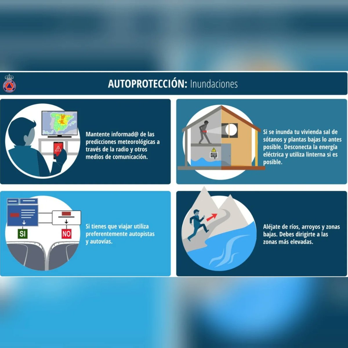 BomberosGranada's tweet image. Protección Civil y Bomberos de Granada, te recomendamos la siguiente guía en situaciones de lluvias externas.