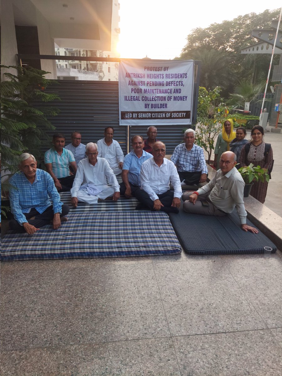 Commander Yogesh Singh Chauhan (Retd) (@yogeshretd) on Twitter photo Antriksh Heights residents on peaceful Dharna since 09 Nov 24 against the illegal charges for club house, poor maintenance, pending defects, builder's RWA, No election. Cases pending since 4 years at RERA and DR. No relief yet.
<a href="/cmohry/">CMO Haryana</a>
<a href="/DC_Gurugram/">DC Gurugram</a>
<a href="/aajtak/">AajTak</a> <a href="/NayabSainiBJP/">Nayab Saini</a> Antriksh Heights residents on peaceful Dharna since 09 Nov 24 against the illegal charges for club house, poor maintenance, pending defects, builder's RWA, No election. Cases pending since 4 years at RERA and DR. No relief yet.
<a href="/cmohry/">CMO Haryana</a>
<a href="/DC_Gurugram/">DC Gurugram</a>
<a href="/aajtak/">AajTak</a> <a href="/NayabSainiBJP/">Nayab Saini</a>