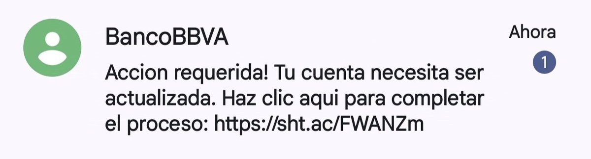 d13g0_vr's tweet photo. Nuevo smishing suplantando a @bbva https://t.co/4ItUo7FpjW