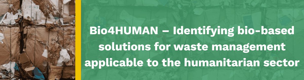 🌍 Excited to collaborate with <a href="/bio_4_human/">Bio4HUMAN</a>, an EU-funded initiative bringing bio-based solutions to solid waste management in humanitarian settings! We’ll join a clustering event soon to discuss innovative SWM approaches.
Discover more on their website!
bio4human.eu