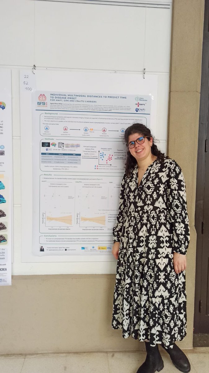 Pop over to poster 22 today to say hi 👋. How do we predict the time to symptom onset at the individual level in presymptomatic mutation carriers (MAPT, C9orf72 &amp; GRN)? #MultiBrainII #endFTD <a href="/UBneuroscience/">Institut de Neurociències de la UB</a> <a href="/GENFI1/">GENFI</a> <a href="/hospitalclinic/">Hospital Clínic</a> <a href="/idibaps/">IDIBAPS</a> <a href="/Alz_ClinicBCN/">Unitat d’Alzheimer i altres Trastorns Cognitius</a>