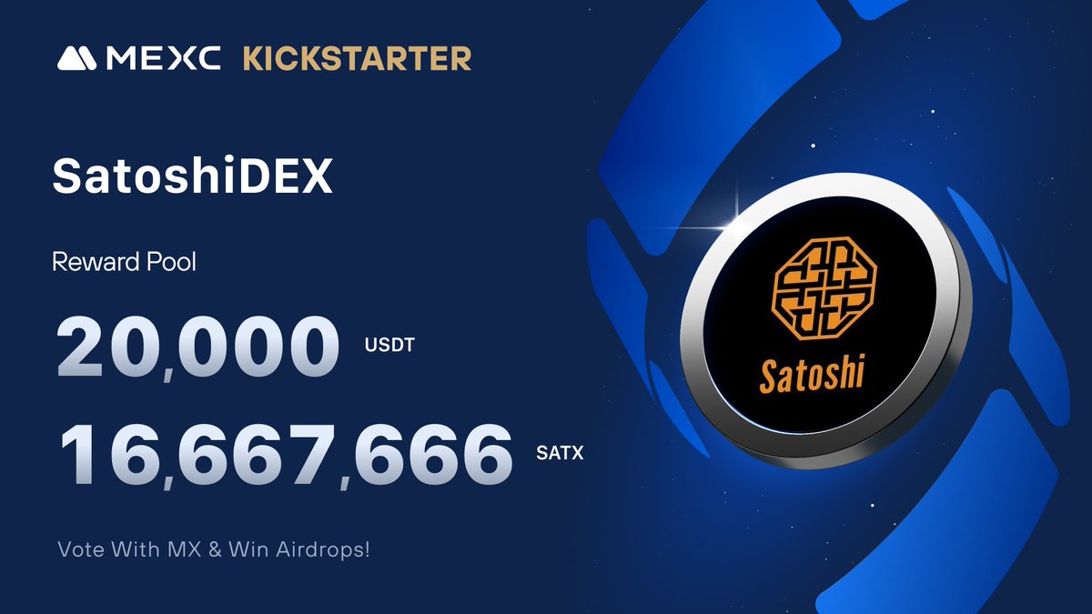 Alpha_MEXC's tweet photo. .@satoshiDEX_ai, decentralized exchange (DEX) built on the Stacks blockchain, is coming to #MEXCKickstarter 🚀

🗳Vote with $MX to share massive airdrops
📈 $SATX/USDT Trading: 2024-11-14 13:00 (UTC)

Details: https://t.co/l6qOwVgbbC https://t.co/Cw16iVB5du