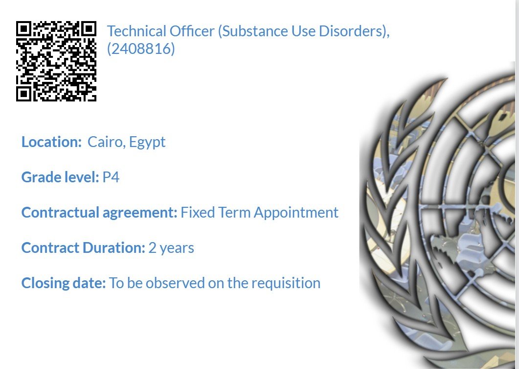Vacancy at WHO for Technical Officer (Substance Use Disorders);

Click here for further details: careers.who.int/careersection/…