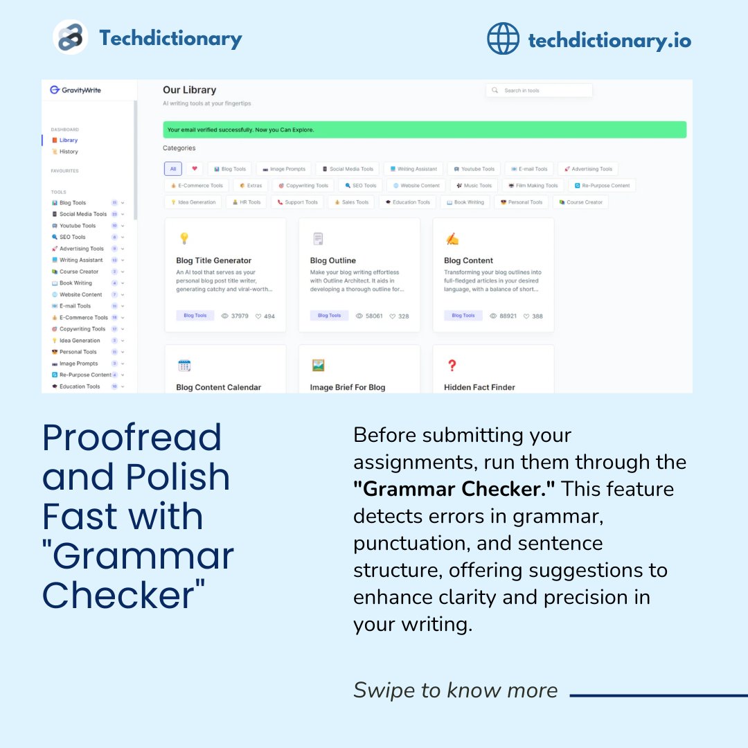 TechDictionaryy's tweet image. Write Faster, Write Smarter: 4 Tips for Students Using GravityWrite
#WriteFaster #WriteSmarter #StudentWritingTips #GravityWrite #AcademicWriting #WritingHacks #EssayHelp #StudySmart #StudentSuccess #WritingTools #TimeSavingTips #ContentCreation #ImproveWriting