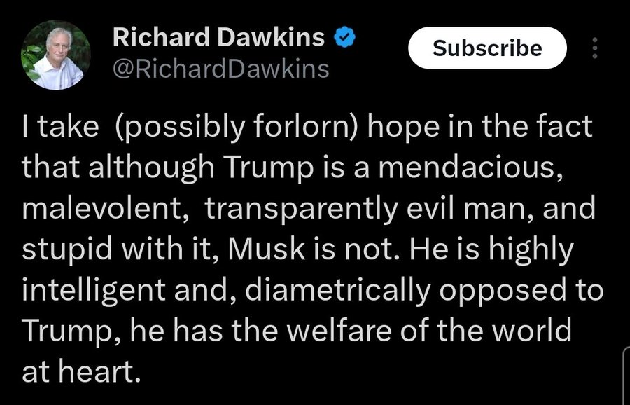 If Dawkins thinks this....maybe there is a god after all...