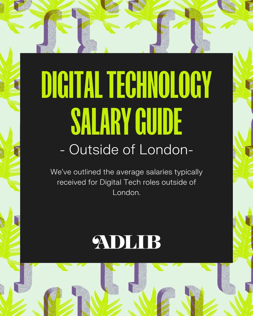 ADLIBRecruit's tweet image. 💡WHAT IS THE AVERAGE DIGITAL TECHNOLOGY SALARY (outside of London? ⤵ 

The purpose of this guide is to provide an extensive snapshot of salary bandings across different job titles &amp;amp; seniority levels.

View guide: adlib-recruitment.co.uk/wp-content/upl… 

#techsalaries #developersalaries
